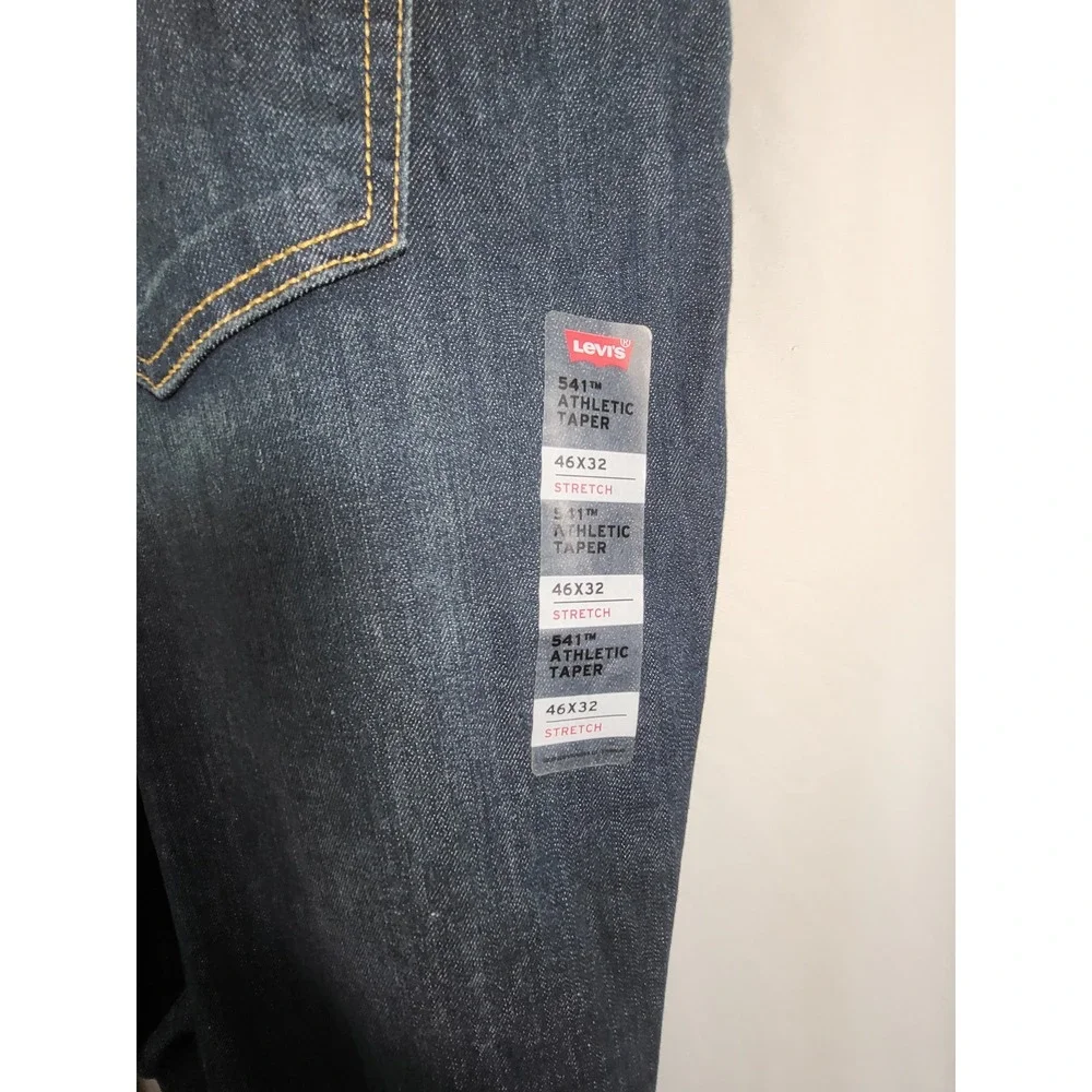 Levis‎ 541 Athletic Taper Jeans Mens 46x32 Dark Wash Stretch Blue Denim NWT
